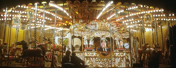 Irvin's gallopers with horses removed for church service